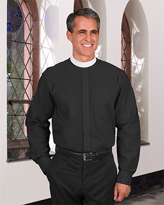 Long Sleeve Neckband Clergy Shirt